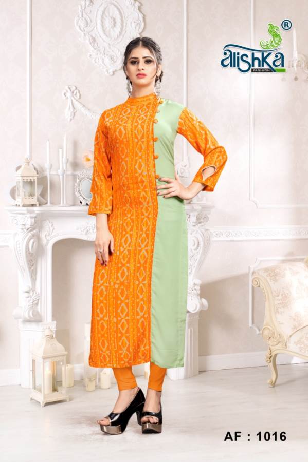 Alishka Lemon Heavy Rayon Printed Kurti